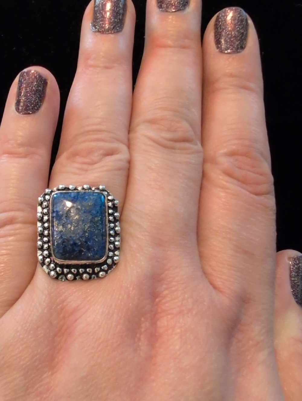 Rectangular Blue Lapis Ring - Picture 2 of 9